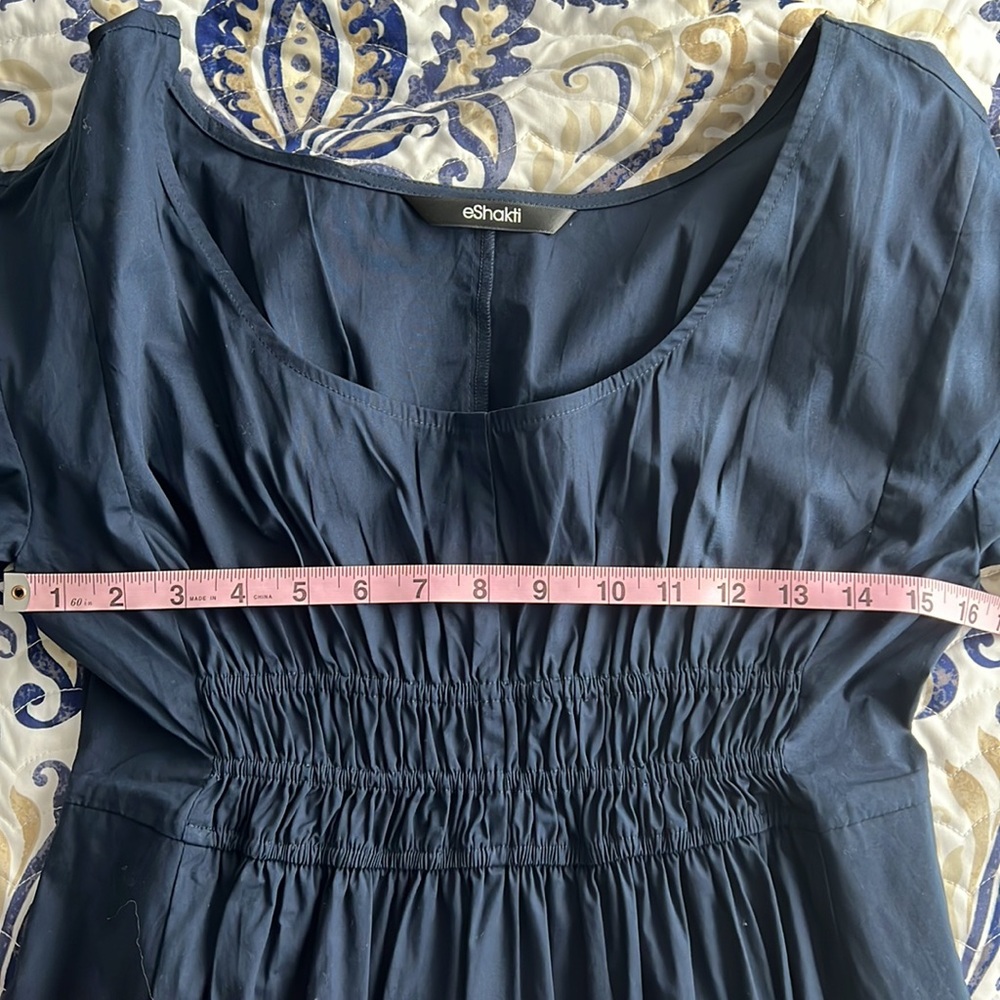 NWOT Puff Sleeve Elastic Waist Cotton Poplin Dress - Picture 8 of 8